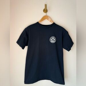 Vans “Off The Wall” Navy Blue Graphic T-Shirt Checker Circle Logo Juniors Size M